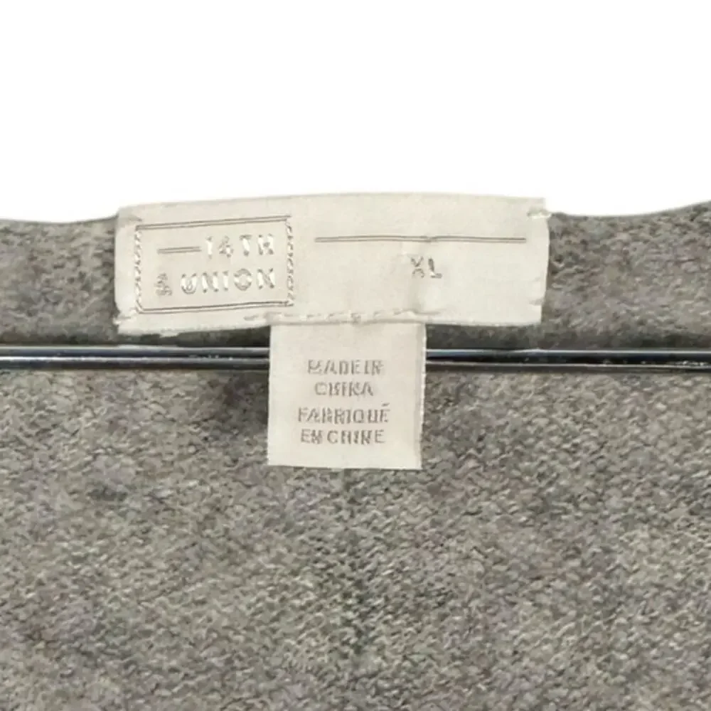 14th & Union Basic Casual 100% Cashmere V Neck Rolled Hem Knit Sweater Top Sz XL